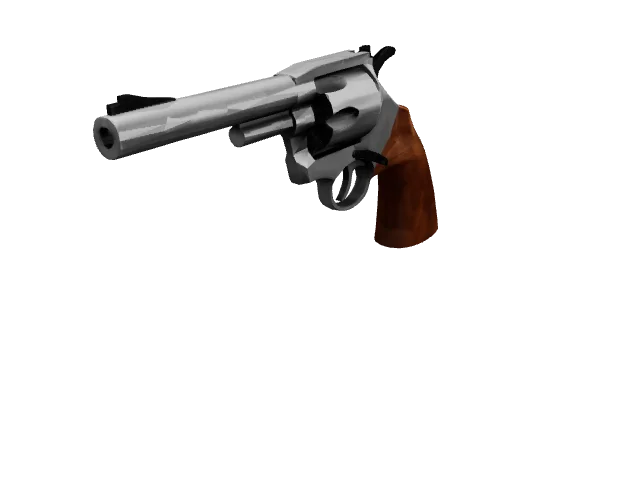 Silver Revolver with Wooden Handle