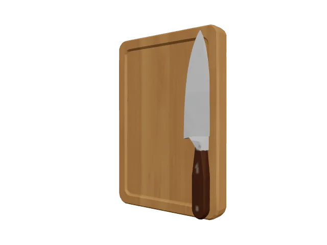 Wooden Cutting Board with Knife